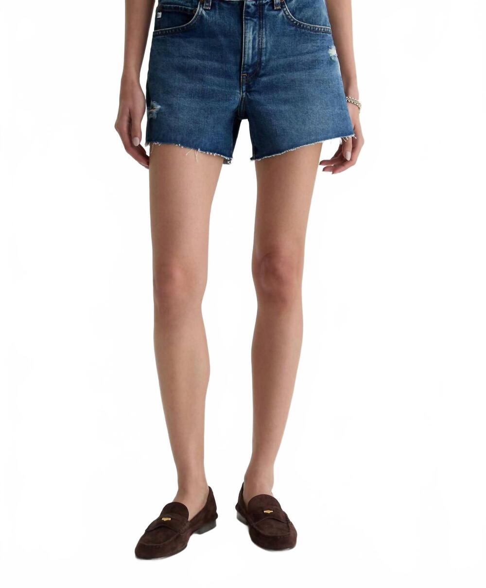 NEW AG JEANS halle high rise shorts in medium blue